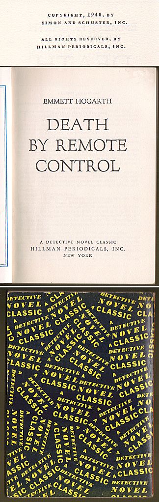 DEATH BY REMOTE CONTROL Hogarth pb pulp mag 1940 Hillman #3 detective