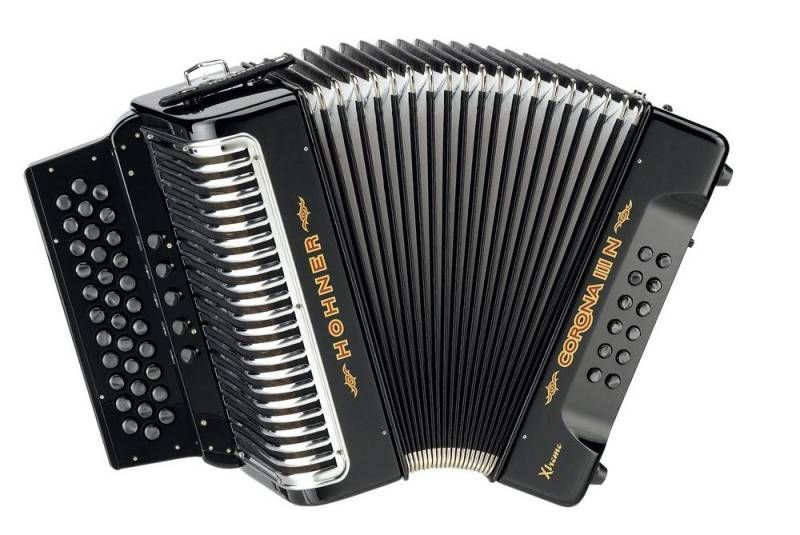 Hohner Corona IIIN Xtreme 34x12 Button Accordion, Key GCF/ SOL, Black