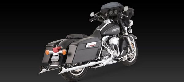 Vance Hines Exhaust Fishtail Slip Ons Chrome Harley Touring 1995 2012