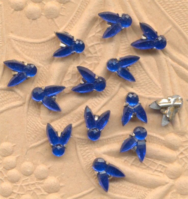 Antique Cobalt Rhinestone Flys 2 Hole Montees Buttons