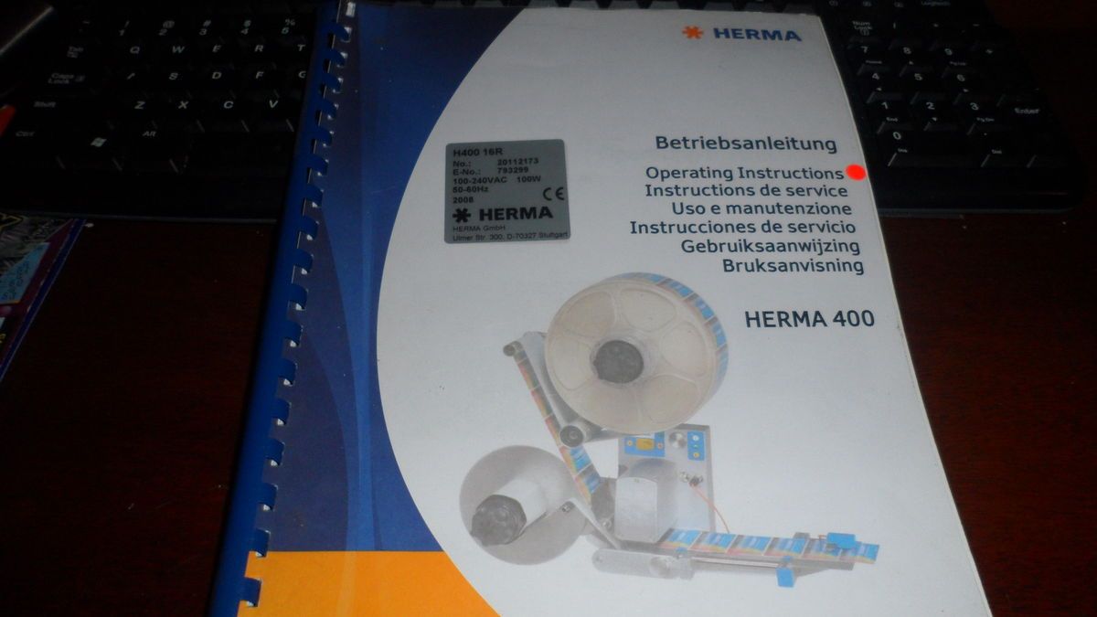 HERMA 400 LABELER OPERATING INSTRUCTIONS MANUAL