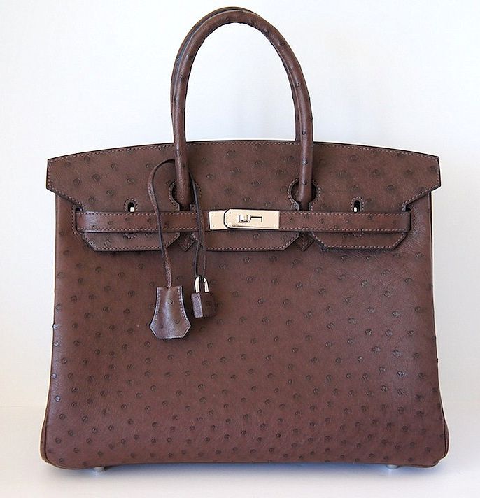 Hermes Birkin 35 Marron Fonce Ostrich Palladium