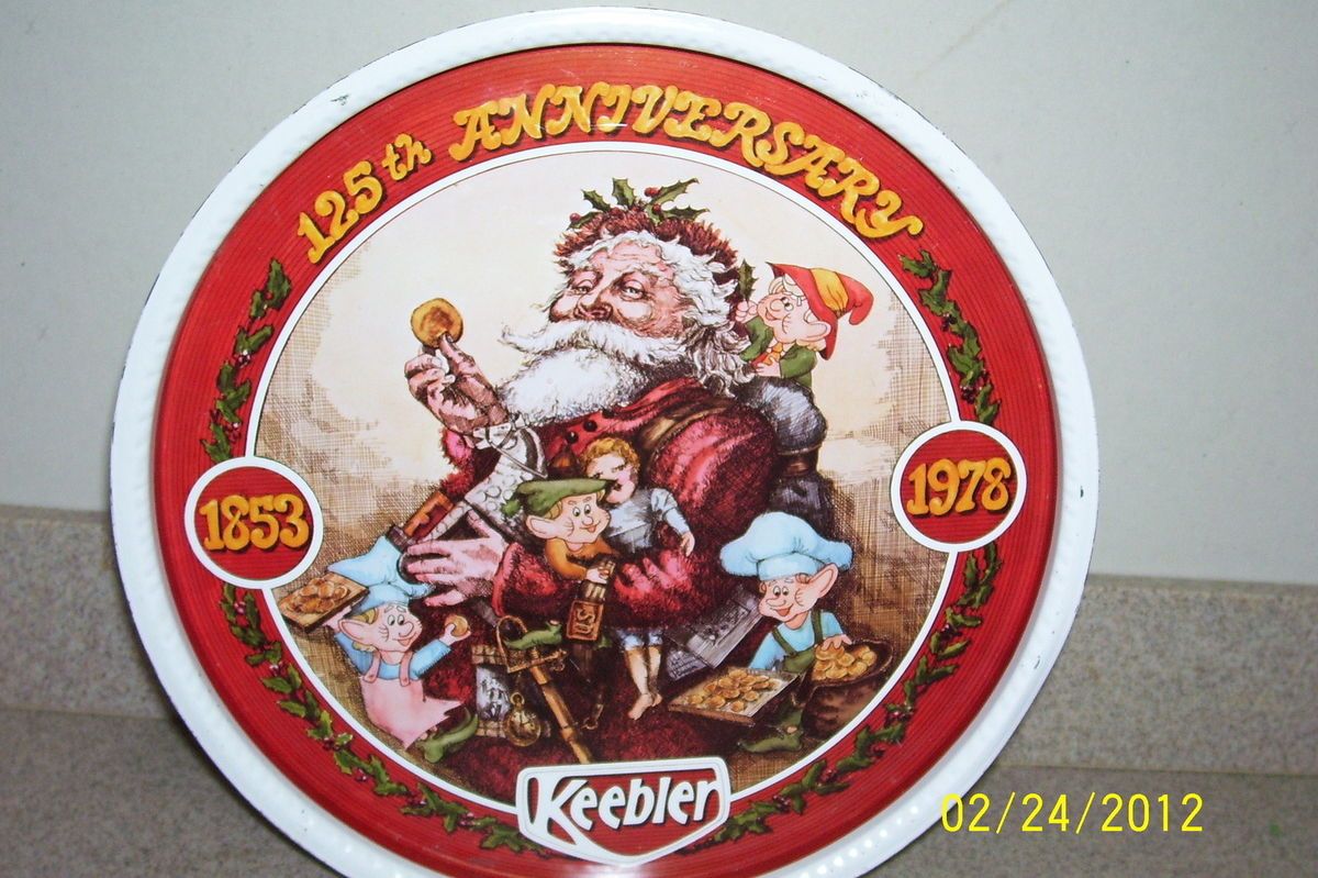 Vintage Christmas Tin Keebler 125th Anniversary 1853 1978 10w x 3T