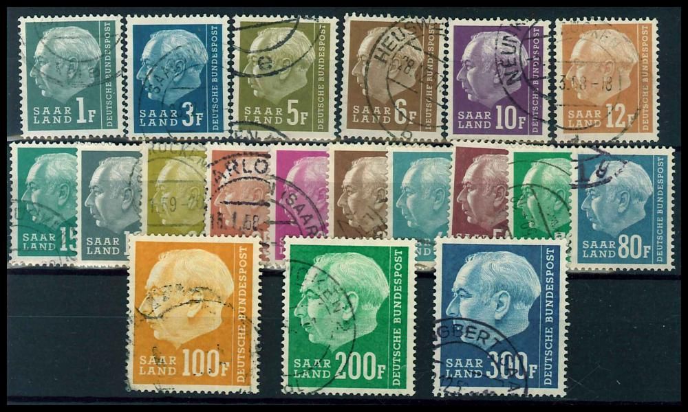 SAAR. 1957. Heuss set without 90 fr. AFA #40 $ 75