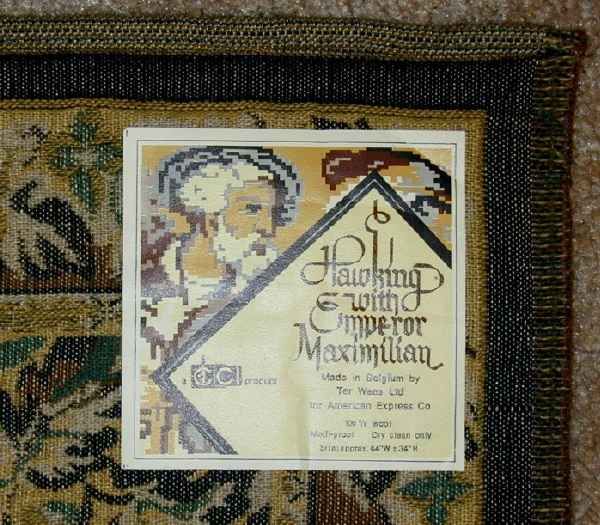 Flemish Wool Wall Tapestry Hawking with Emperor Maximilian Belgium