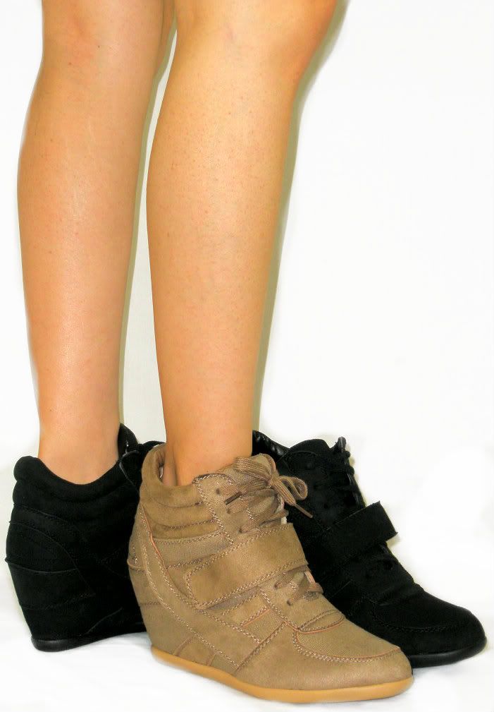 Platform Boot High Heel Wedge Velcro Ankle Bootie Tennis Shoe Sneakers