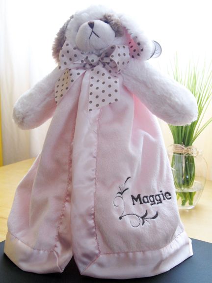 Bearington Baby Blanket Security Embroidered Personalized Pink Lovey