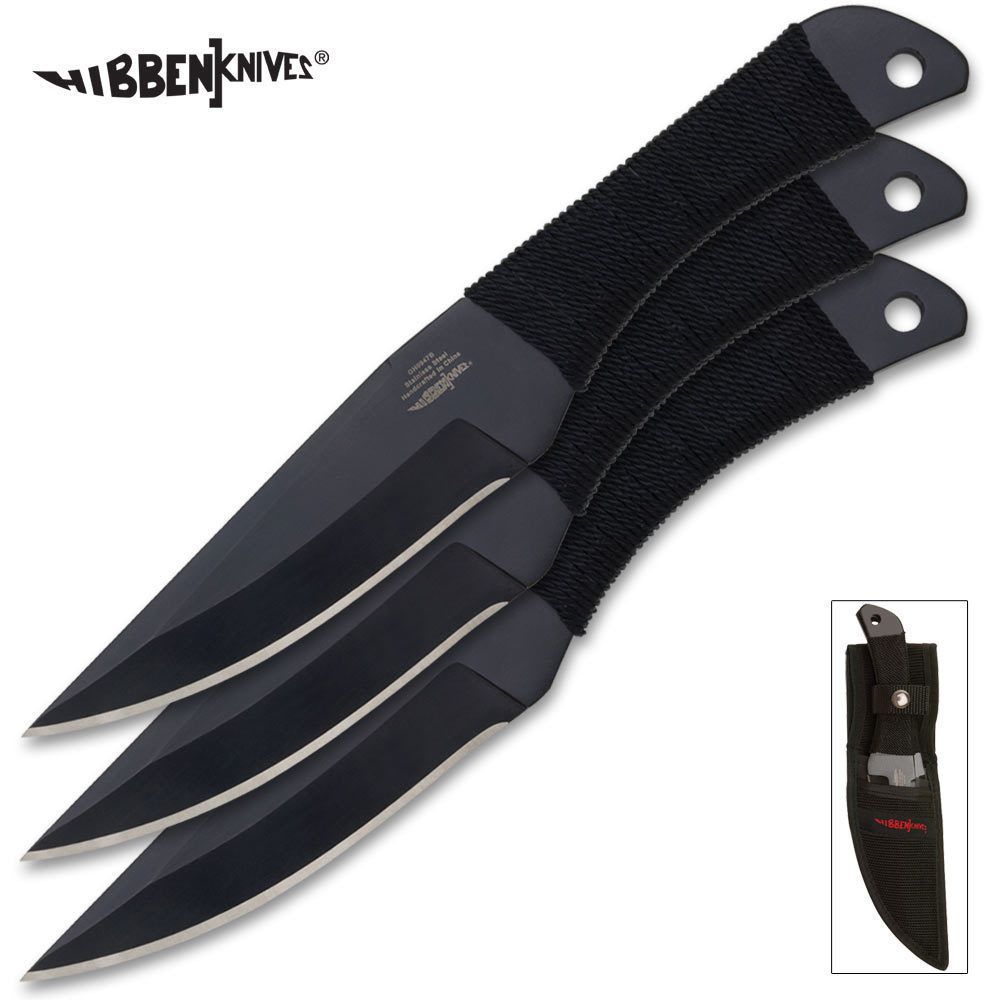 Gil Hibben Black Triple Pro Throwing Knife Set   Great GIFT