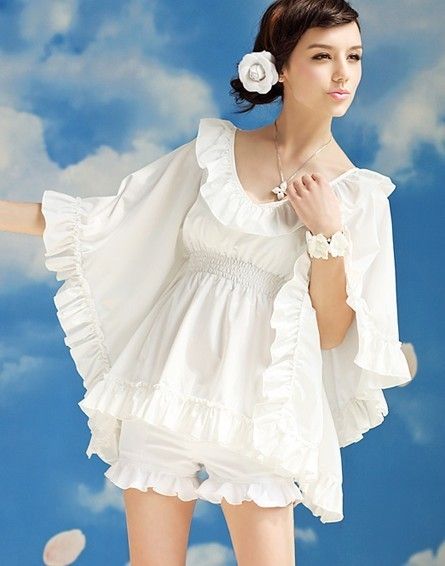 J139 WOMEN WHITE RUFFLE Batwing ONE PIECE DRESS NWT