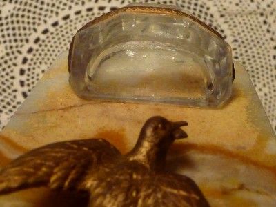 Art Devo White Marble Holy Water Font Holy Ghost Brass Dove