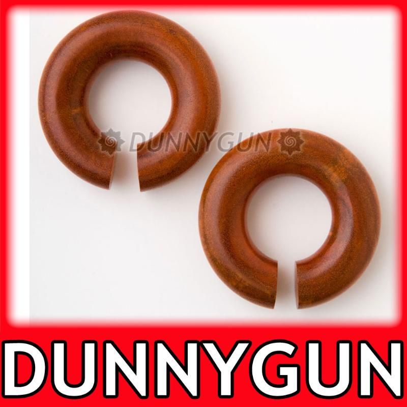 00g Mahogany Chang Wood Hoops Ear Ring Plugs 00 Gauge