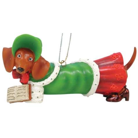 Hot Diggity Christmas Holiday Caroler Dachshund Dog Ornament by
