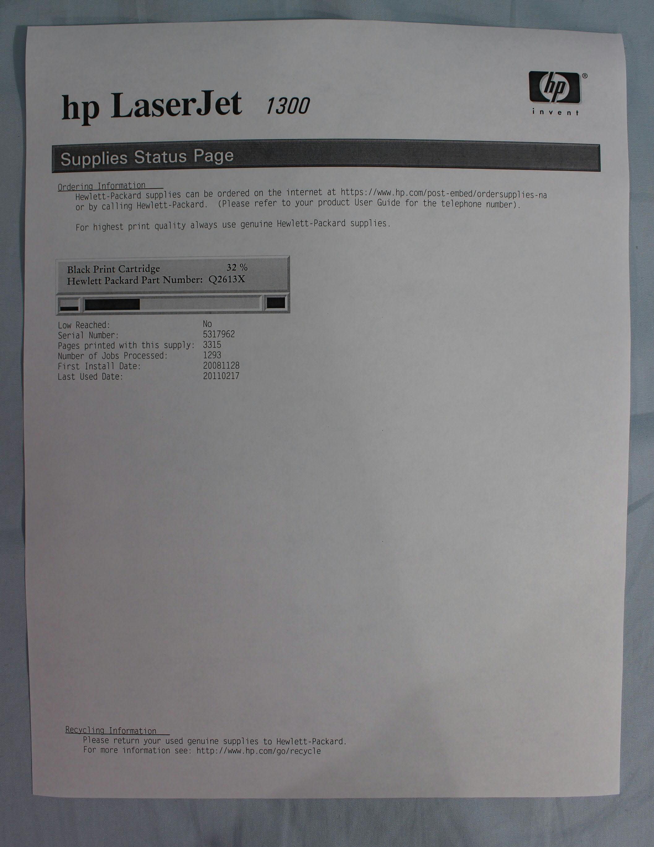 HP LaserJet 1300 Desktop Laser Printer with all cables and toner   17k
