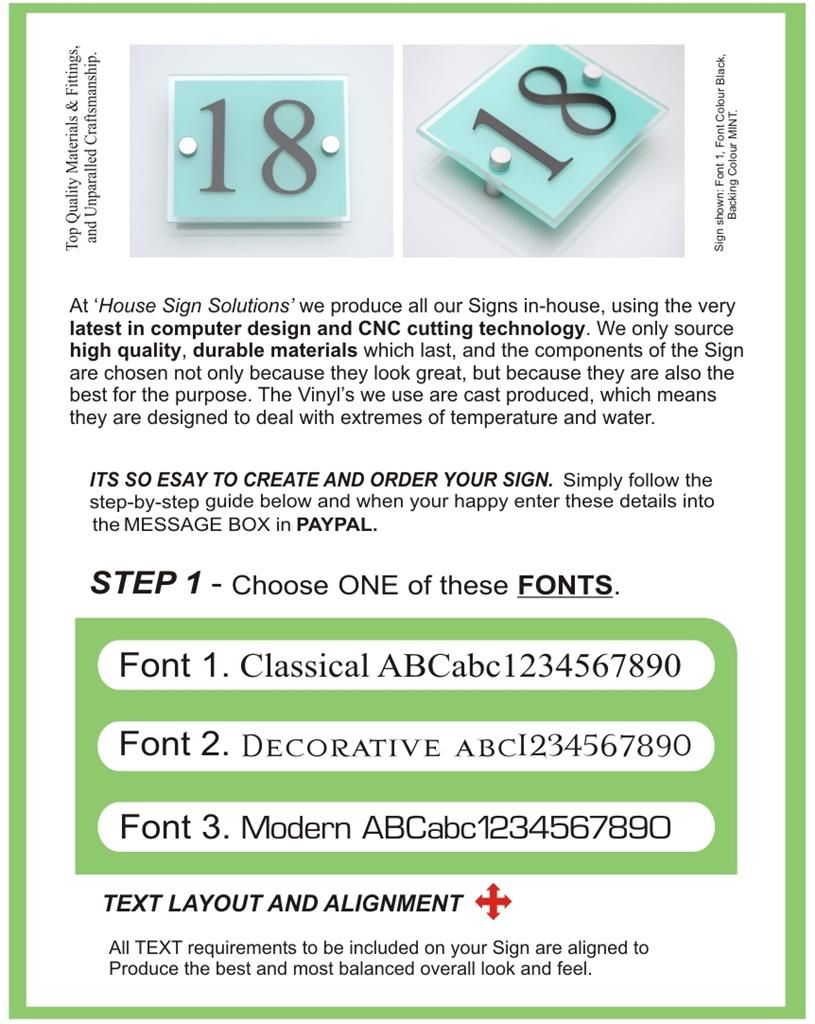 Modern House Sign Door Number Colour Options Available