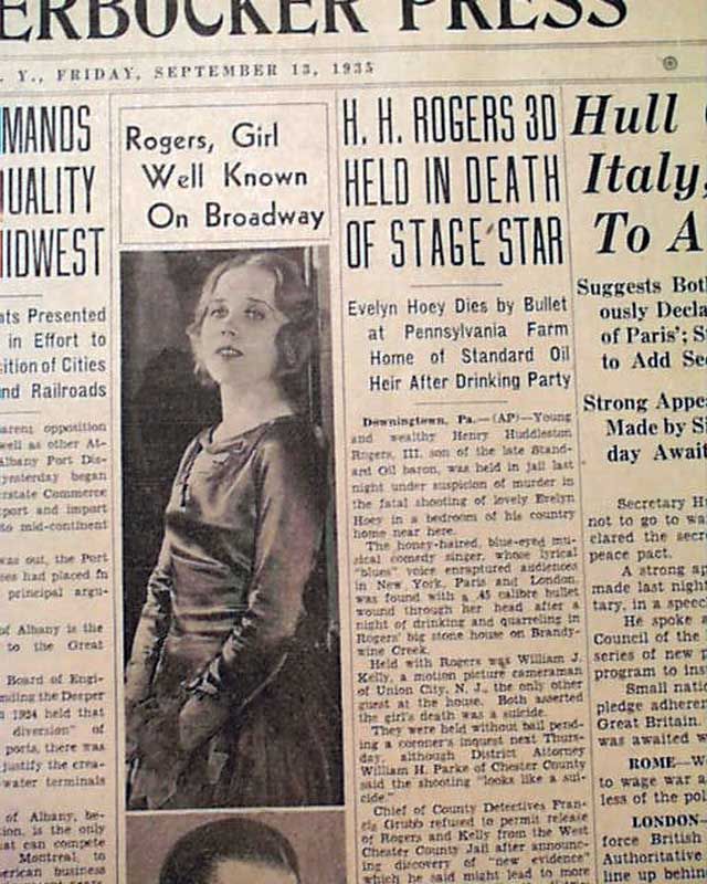  Actress Singer Death SUICIDE & Huey P. Long Death 1935 Old Newspaper