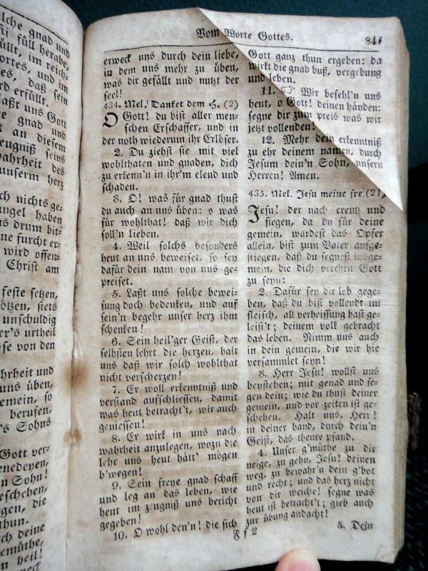 1813 antique LEATHER GERMAN HYMN BOOK w/CLASPS ~BREGORIOUS SCHULTZ