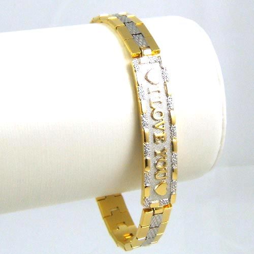 Love You♥ Bicolor 18K Gold GEP Solid Fill 8Bracelet