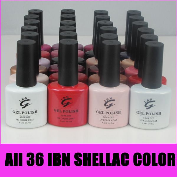 40PCS IBN Shellac Nail Kit All 36 Shades Shellac Nail Polish Gel 4 Top