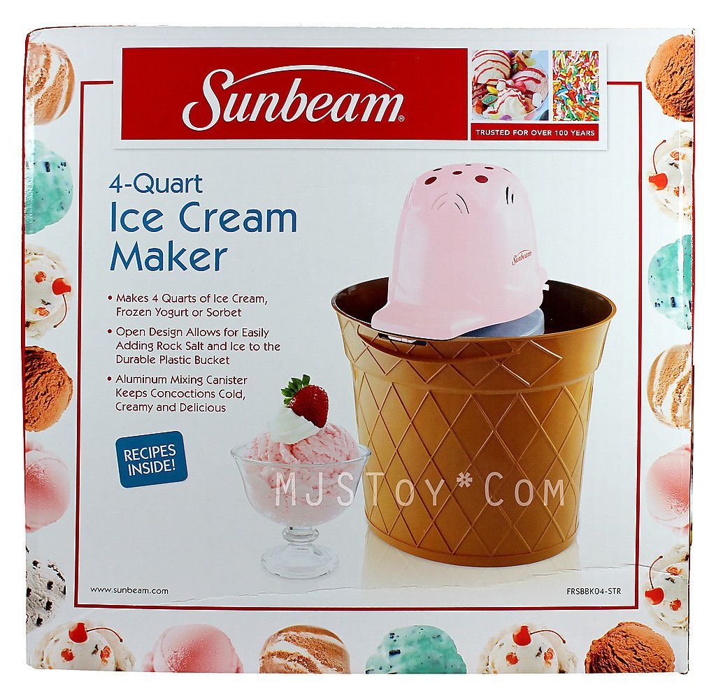 New Sunbeam 4 Quart Electric Homemade Ice Cream Frozen Yogurt or