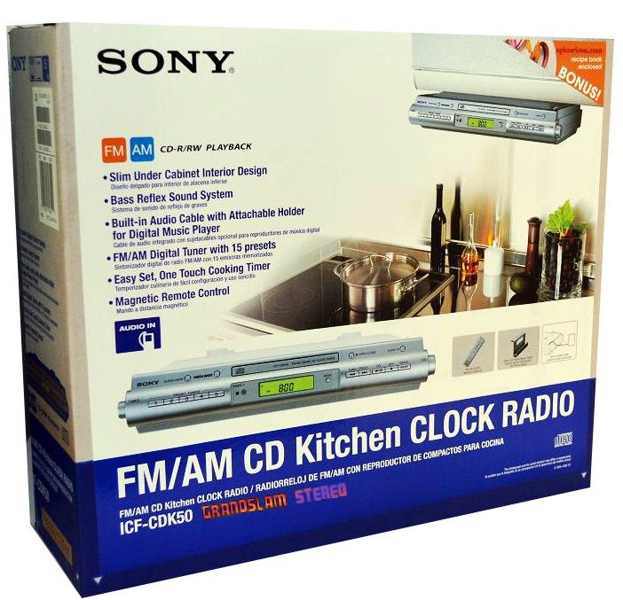 Sony ICF CDK50 Under Cabinet Kitchen CD Clock Radio