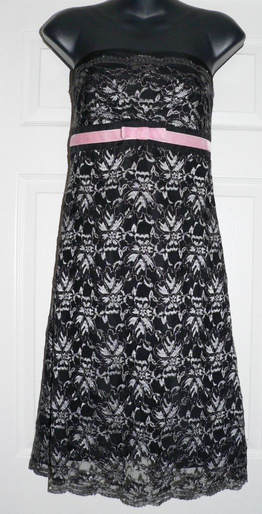 Ideology Womens Black Silver Floral Lace Dress Sz 6