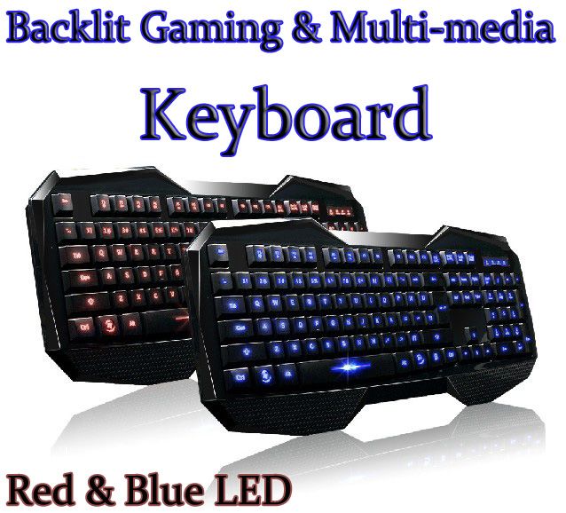 Illuminated Keyboard USB LED Backlit Light Up Multi Media Games Gaming