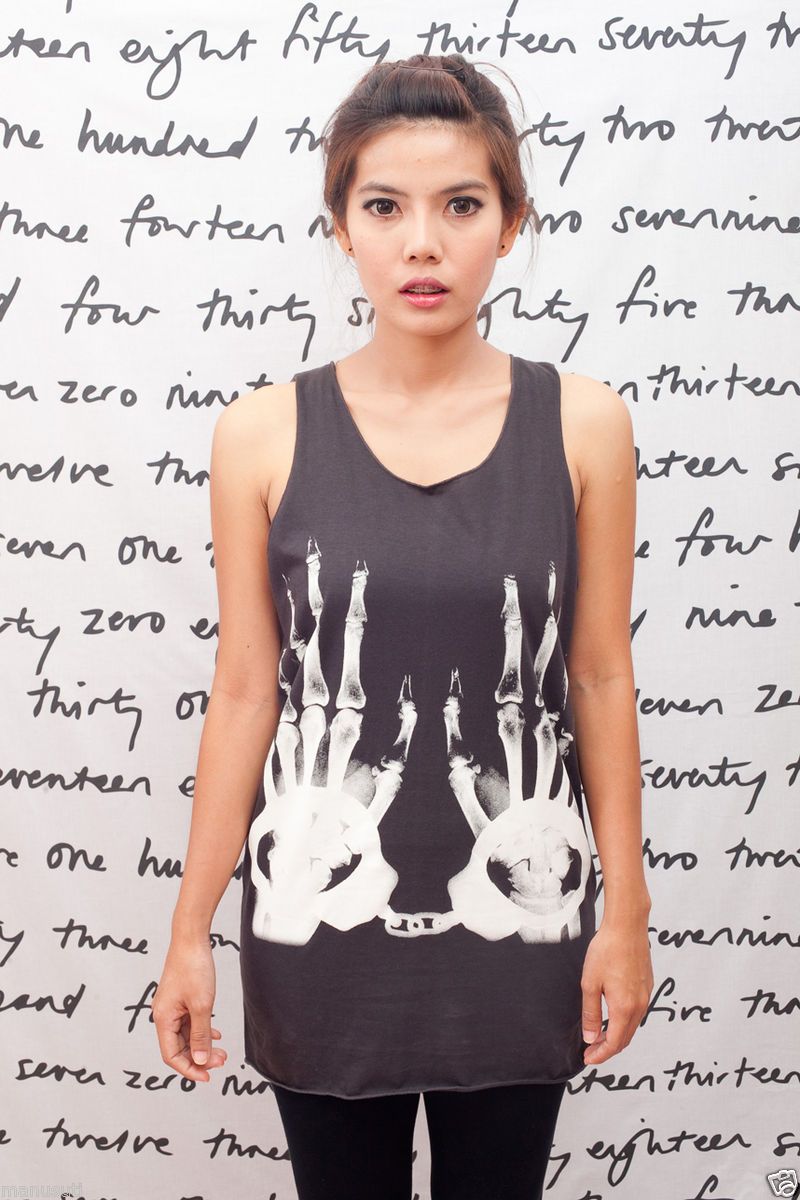 Ray Handcuff Skull Rock Pop Art Indie Women T Shirt Dress Tank Top