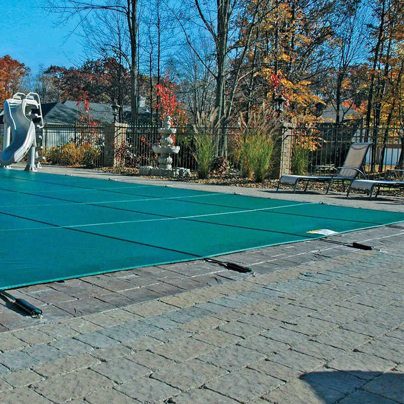 16x32 Green Mesh Inground Swimming Pool Safety Cover w 4x8 Center End