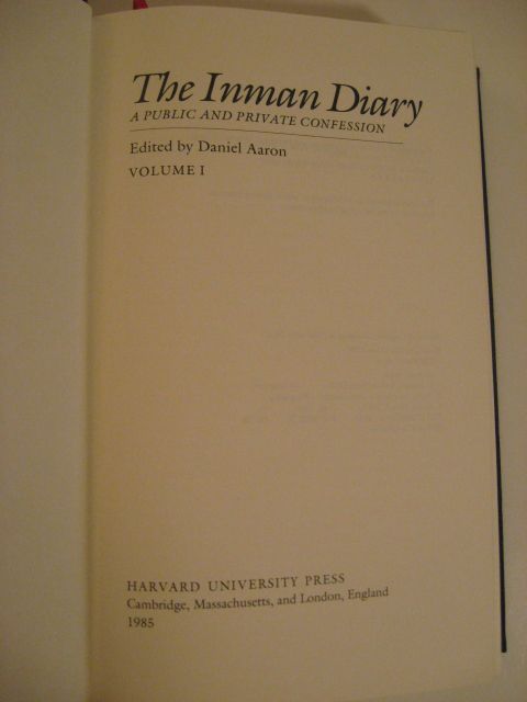 1985 The Inman Diary 2 Vols Illustrated w Slipcase