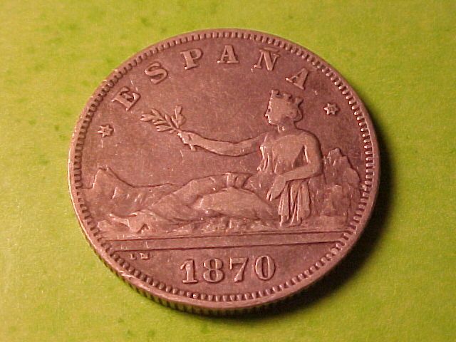 Spain 2 Pesetas Silver 1870 73 Original Nice Detail