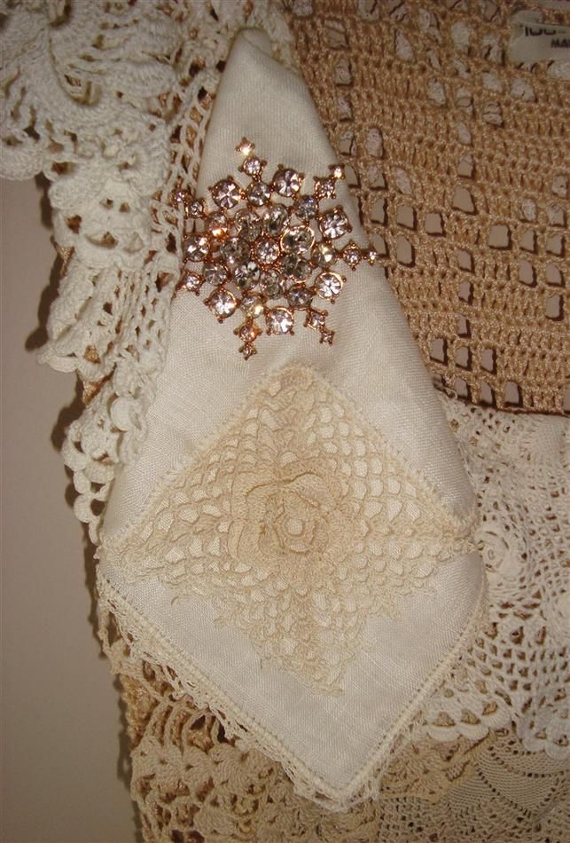 OOAK Up Cycled Vintage Gypsy Crochet Doily Dress Size S/M/L