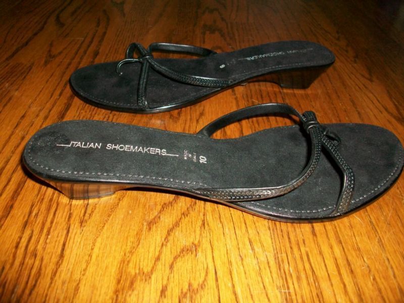 Italian Shoemakers Black Sequin Thong Sandal Shoes 9 10