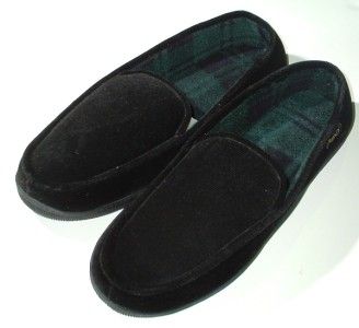 Isotoner Mens Sz M 8 9 Black Slip on Corduroy Velvet Slippers Slip