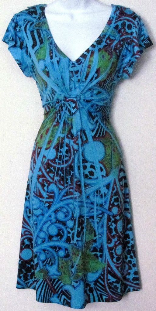 Energe Knee Length Summer Dress Blue Multi s M L