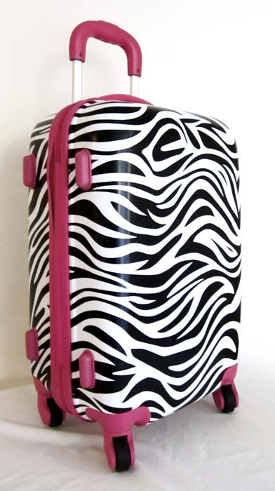 PC Luggage Set Hard Rolling 4 Wheels Spinner Upright Travel Zebra