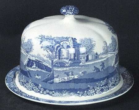 Spode Blue Italian Camilla Round Cheese Dish Lid