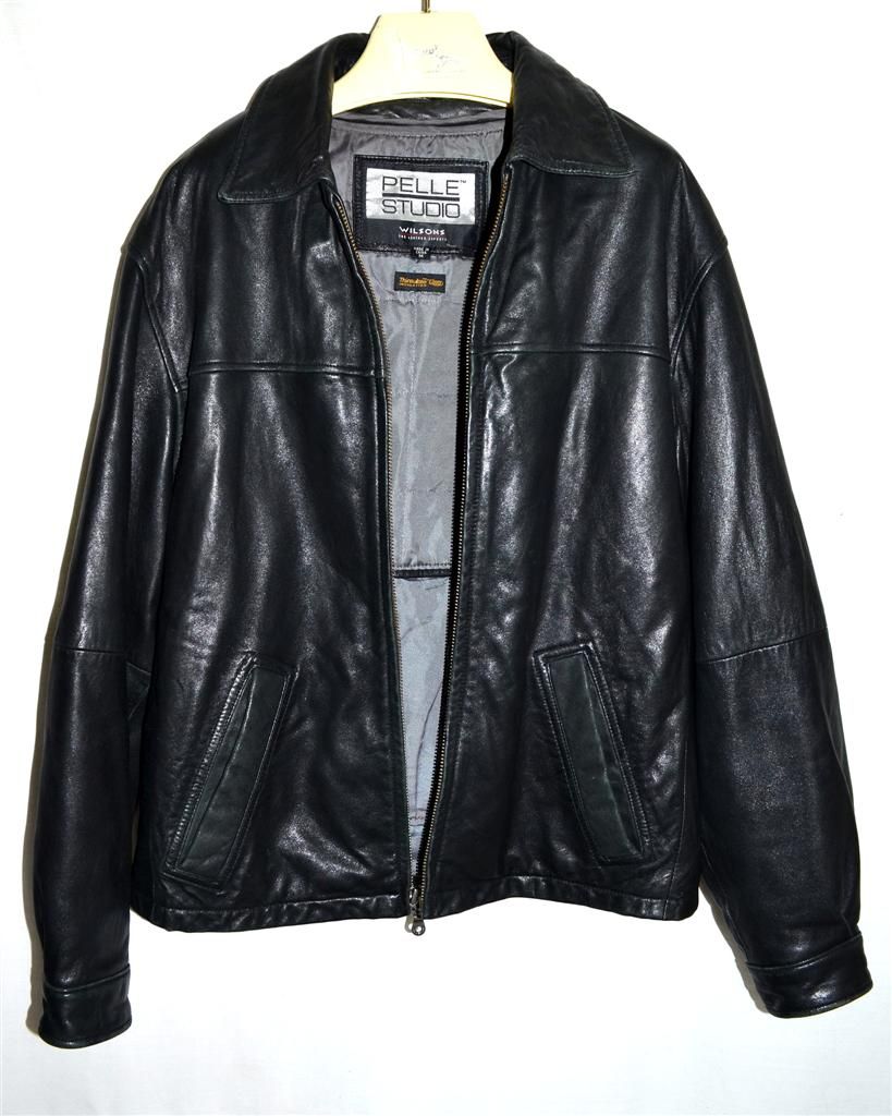  Studio Mens Black Butter Leather w/ Thinsulate Zip Out Lining Sz M