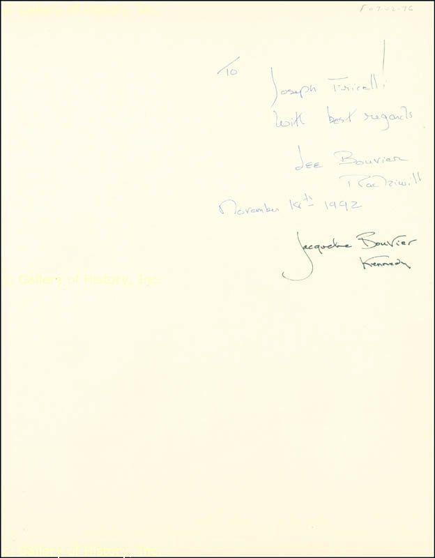 Jacqueline B Kennedy Inscribed Book Signed