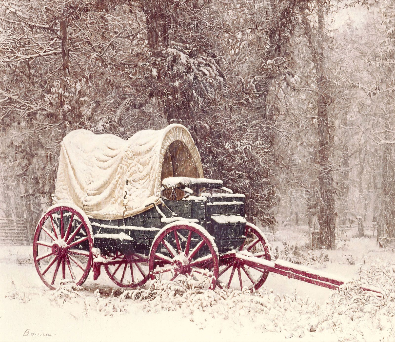 James Bama Chuckwagon in The Snow Giclee Canvas Art Anniversary