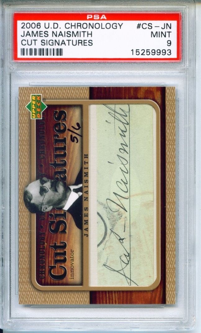 JAMES NAISMITH Cut Signature Autograph PSA 9 HOF Best Basketball Auto