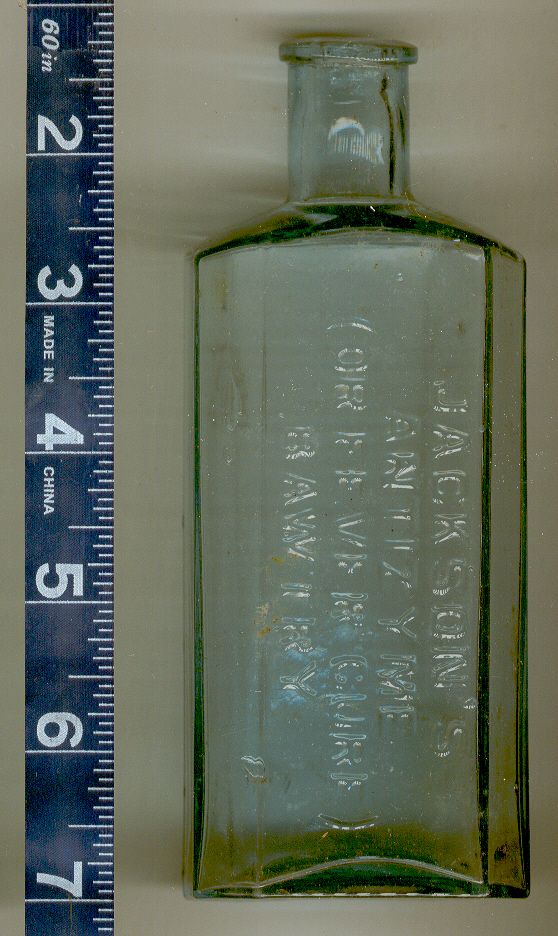 Vintage Glass Pharmaceutical Bottle Jacksons Antizyme or Fever Cure