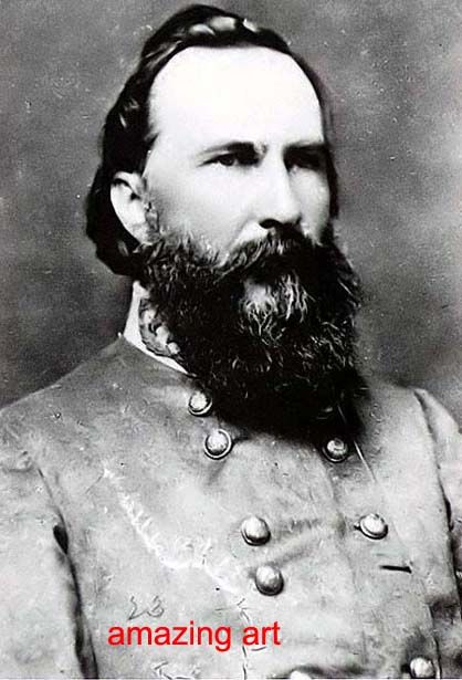 Civil War B w Oil Painting General James Longstreet