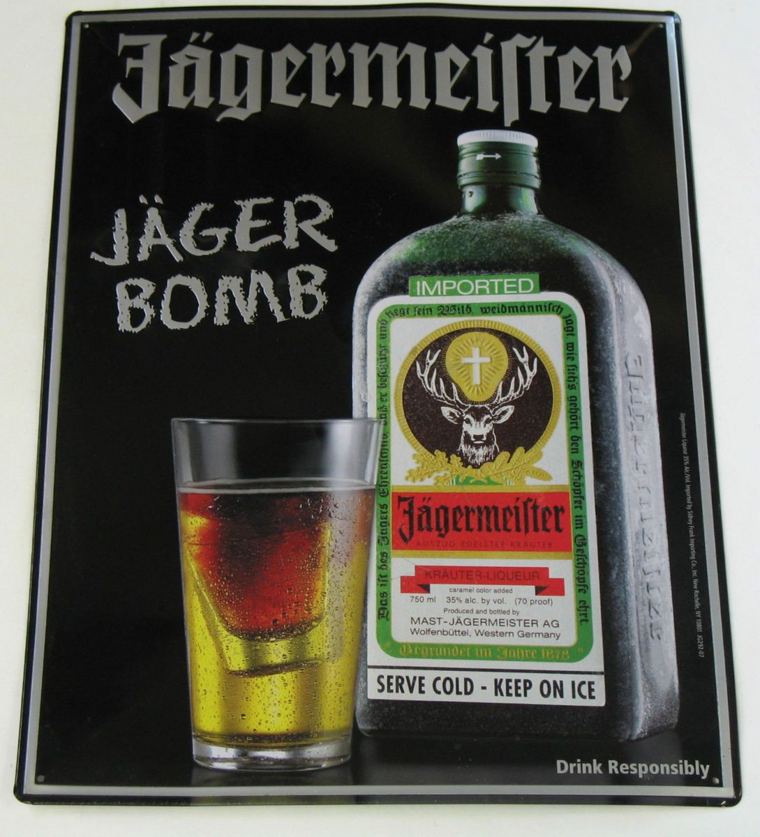 Jagermeister Jager Bomb Metal Sign Liquor Beer