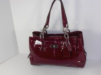 Coach 17855 Wine Chelsea Patent Leather Jaden Carryall Tote Handbag