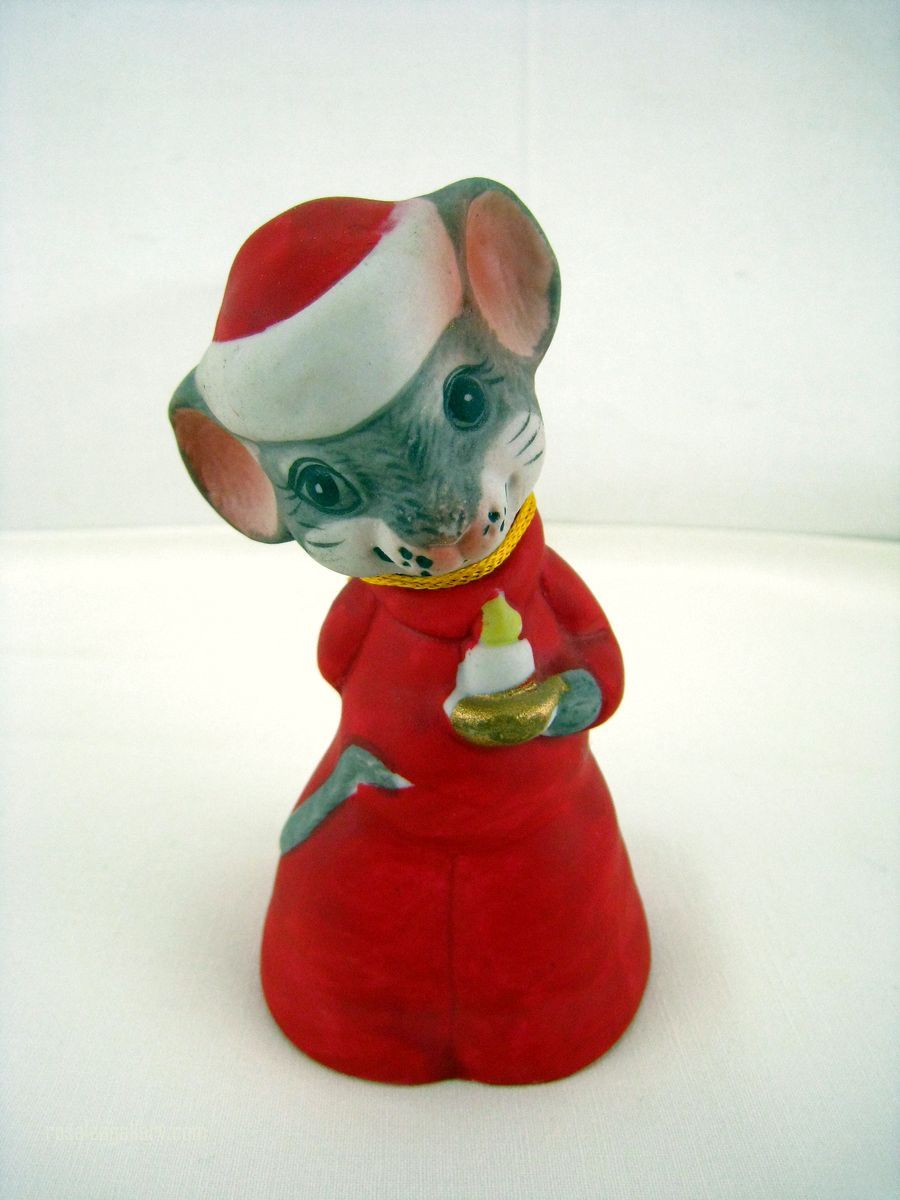 Christmas Mouse Bell Critter Bells New Jasco 1980 Ceramic