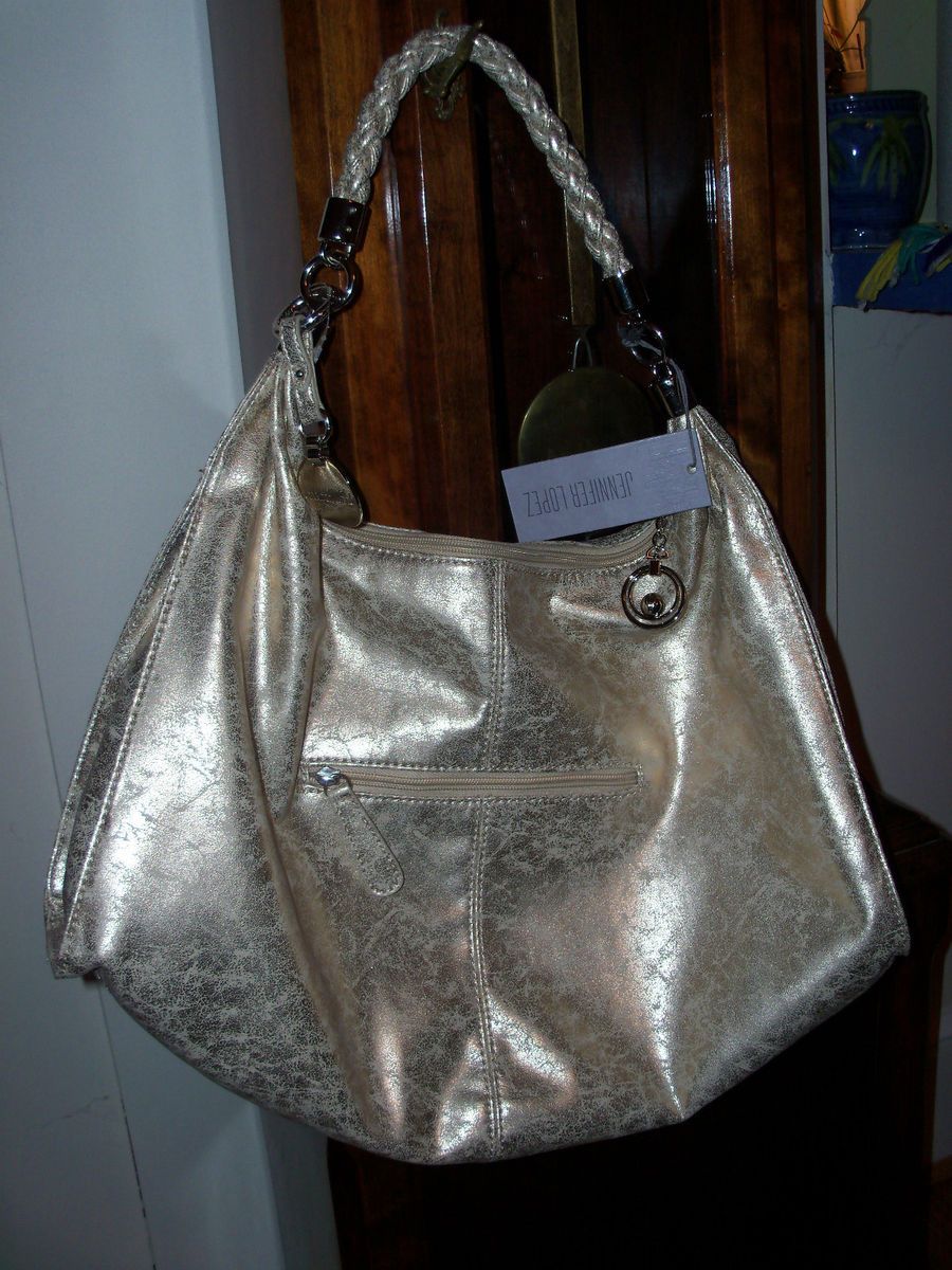 Jennifer Lopez J Lo Handbag Gold Metallic Maureen Hobo Braided Handle