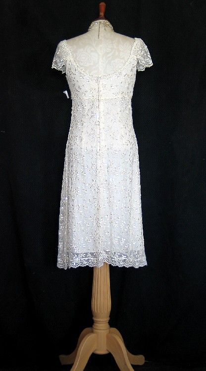 Jessica McClintock Ivory Embroidered Netting Short Wedding Gown Size 6