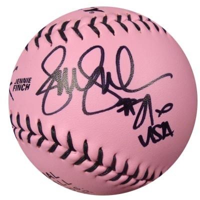 Jennie Finch Autographed Signed Pink Dudley Softball 27 USA PSA DNA