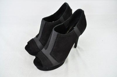 Jessica Simpson Ray Black Kid Suede Open Toe High Heel Bootie Zip Up