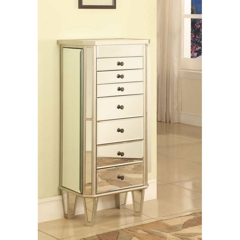 Wooden Silver Jewelry Armoire Box Standing Chest Drawers Mirror Powell